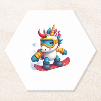 Unicorn on Snowboard - Funny Ski and Wintersports  Paper Coaster