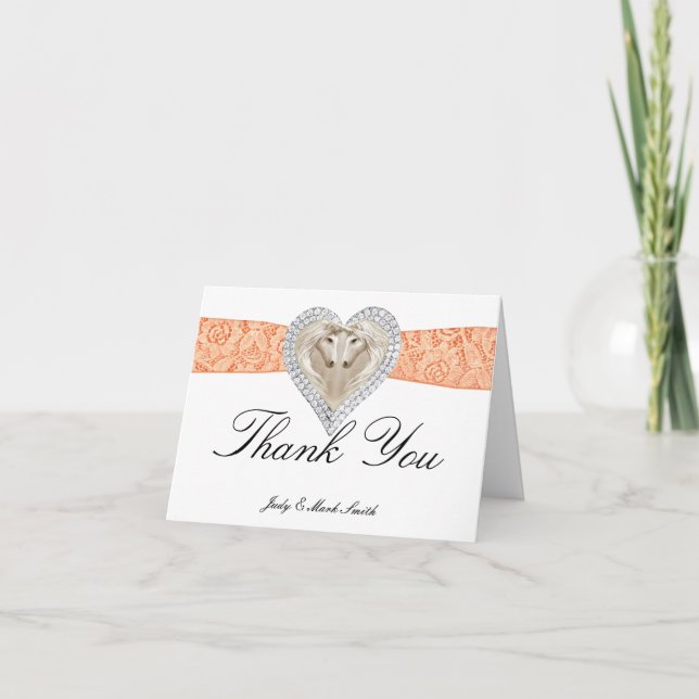 Unicorn Orange Lace Thank You Card (Front)
