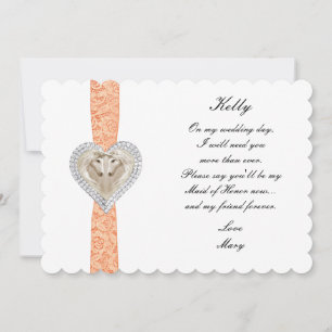 Unicorn Orange Lace Wedding Maid Of Honour Card