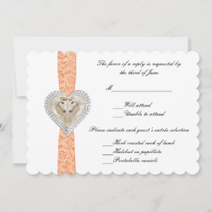 Unicorn Orange Lace Wedding Response Card
