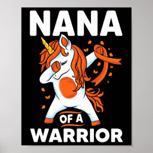 Unicorn Orange Ribbon Support Leukaemia Awareness Poster
