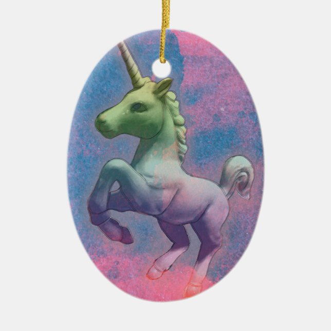 Unicorn Ornament - Oval (Cupcake Pink) (Front)