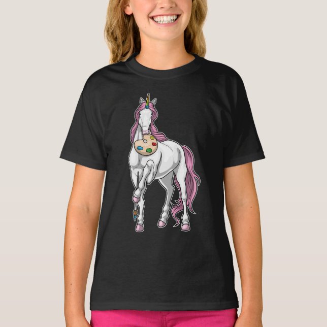 Unicorn Painter Paint brush T-Shirt (Front)