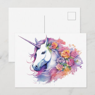  Unicorn painting  20 x 16 Postcard