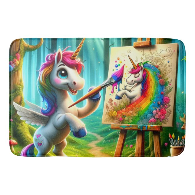Unicorn Painting Bath Mat (Front)