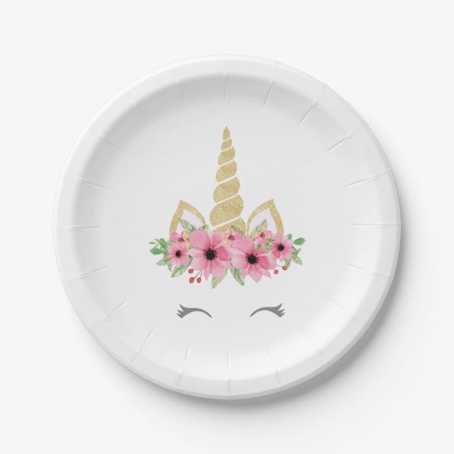 Unicorn Paper Plates, Unicorn Party Plates (Front)