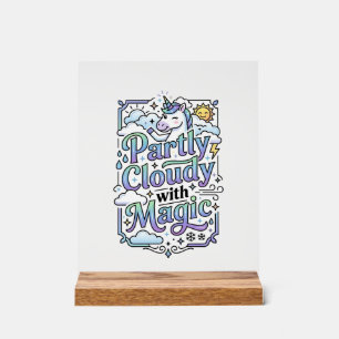 Unicorn Partly Cloudy with Magic Commercial Vector Acrylic Sign