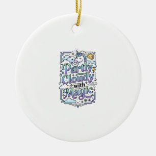 Unicorn Partly Cloudy with Magic Commercial Vector Ceramic Tree Decoration