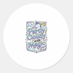 Unicorn Partly Cloudy with Magic Commercial Vector Classic Round Sticker