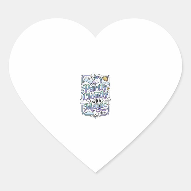Unicorn Partly Cloudy with Magic Commercial Vector Heart Sticker (Front)