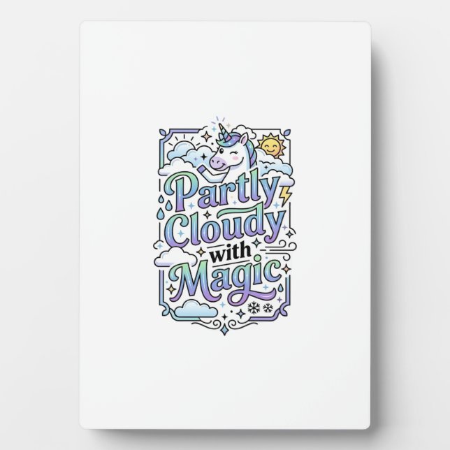 Unicorn Partly Cloudy with Magic Commercial Vector Plaque (Front)