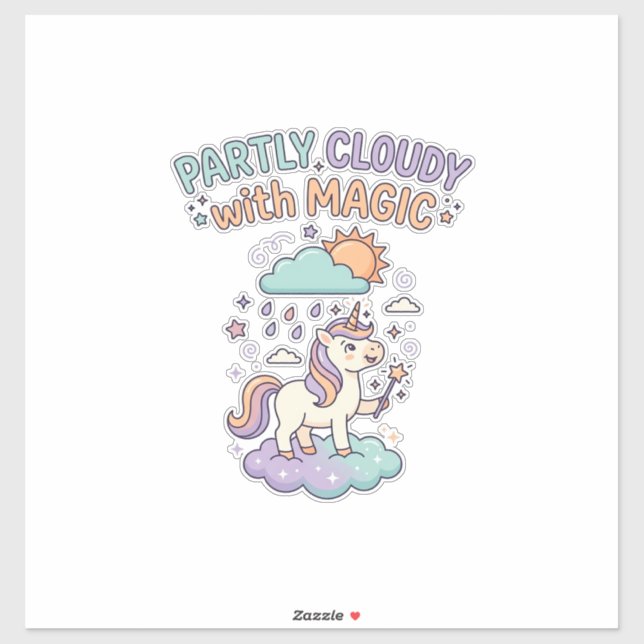 Unicorn Partly Cloudy with Magic Trendy T-Shirt De (Sheet)