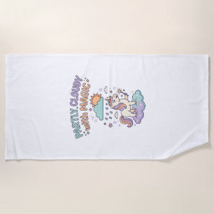Unicorn Partly Cloudy with Magic Trendy T-Shirt De Beach Towel