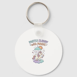 Unicorn Partly Cloudy with Magic Trendy T-Shirt De Key Ring