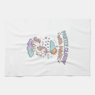 Unicorn Partly Cloudy with Magic Trendy T-Shirt De Tea Towel