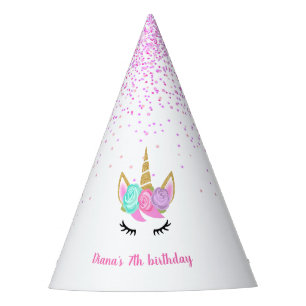 Unicorn party Cute glitter custom name Hat
