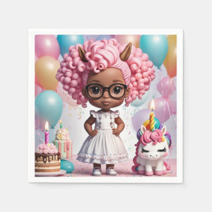 Unicorn party girl napkin