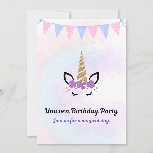 Unicorn Party Invitation (Front)