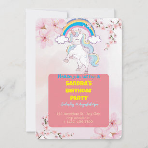 Unicorn Party Invitation Custom Girl Birthday Ca