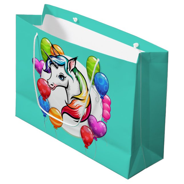 Unicorn Party Large Gift Bag (Front Angled)
