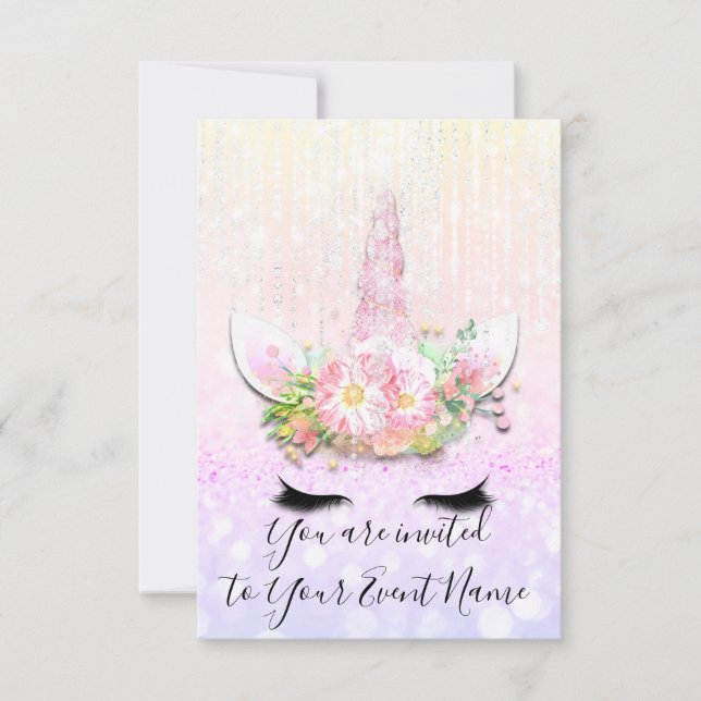 Unicorn Party Pink 1st 2nd 3rd Birthday Pastels Invitation (Front)