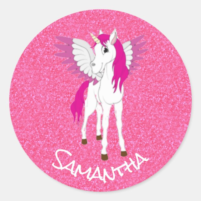 Unicorn Party Pride Pink Classic Round Sticker (Front)