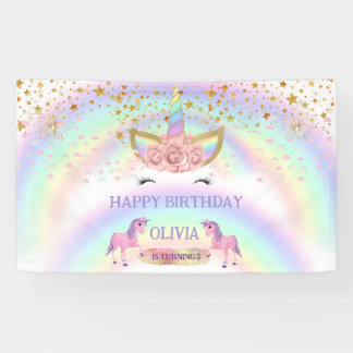 Unicorn party Rainbow 1st Birthday whimsical girl Banner