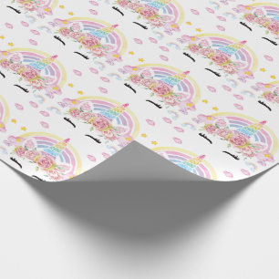 Unicorn Party Rainbow Glitter Wrapping Paper