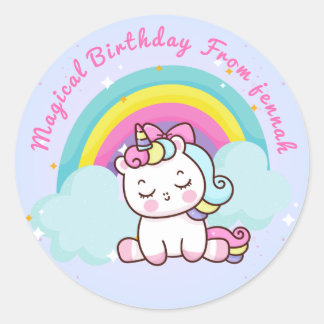 Unicorn Party Round Sticker