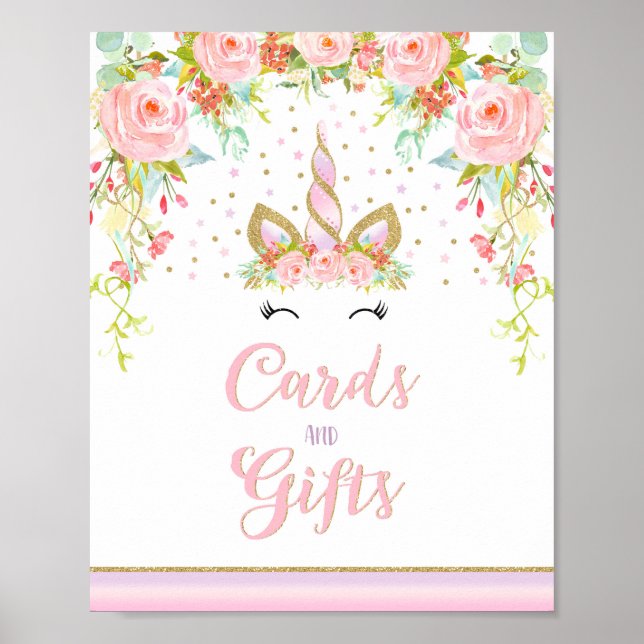 Unicorn Party Table Sign Magical Unicorn Poster (Front)