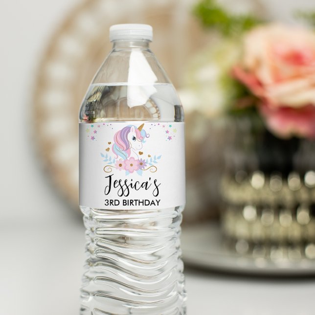 Unicorn Party Water Bottle Label (Creator Uploaded)
