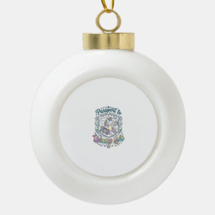 Unicorn Passport to Unicorn Land White Background Ceramic Ball Christmas Ornament