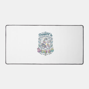Unicorn Passport to Unicorn Land White Background Desk Mat