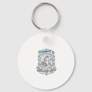 Unicorn Passport to Unicorn Land White Background Key Ring