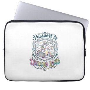 Unicorn Passport to Unicorn Land White Background  Laptop Sleeve