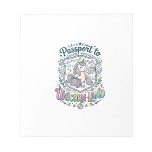 Unicorn Passport to Unicorn Land White Background  Notepad
