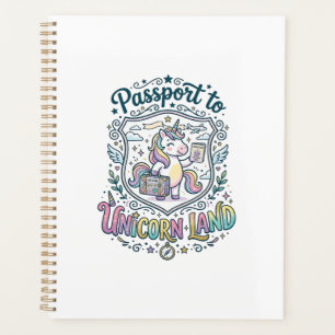 Unicorn Passport to Unicorn Land White Background Planner