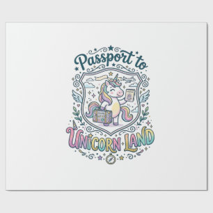 Unicorn Passport to Unicorn Land White Background  Wrapping Paper