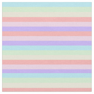 Unicorn Pastel Candy Coloured Striped Fabric