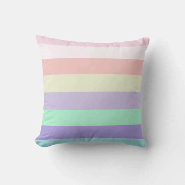 Unicorn Pastel Colour Stripes  Cushion (Front)