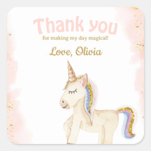 Unicorn pastel gold glitter Birthday favour tag