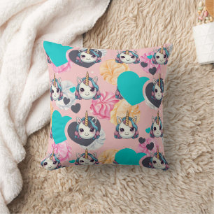 Unicorn Pastel Heart Print Cushion