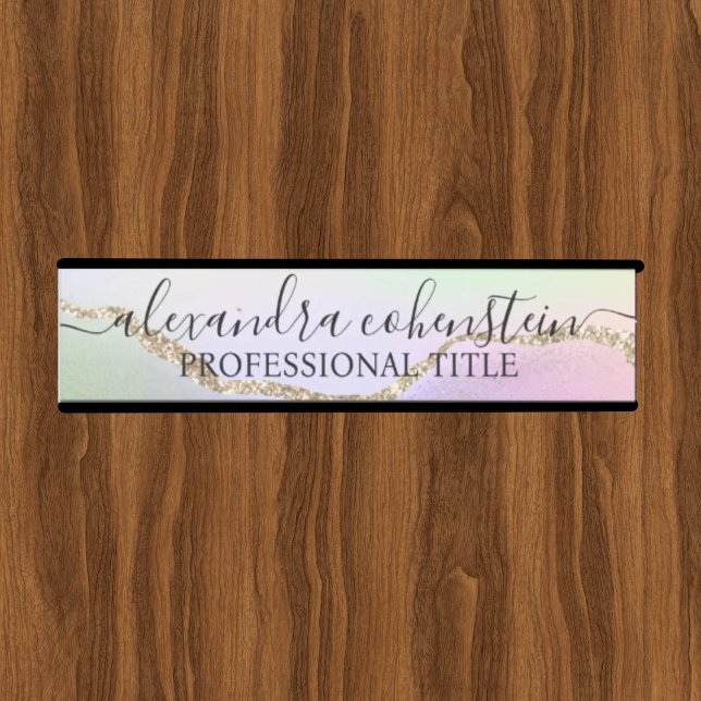 Unicorn Pastel Marble Agate Office Door Sign (Creator Uploaded)