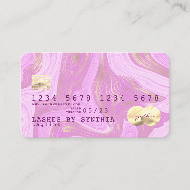 unicorn pastel pink and gold marble Credit Card (Front)