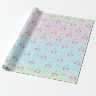 Unicorn Pastel Pink Girly Rainbow Birthday  Wrapping Paper