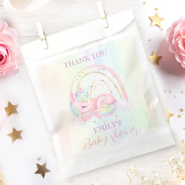 Unicorn Pastel Rainbow Baby Shower Favour Bags (Unicorn Pastel Rainbow Baby Shower Favor Bag)