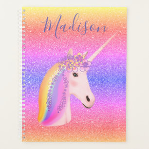 Unicorn Pastel Rainbow Glitter Personalised Planner