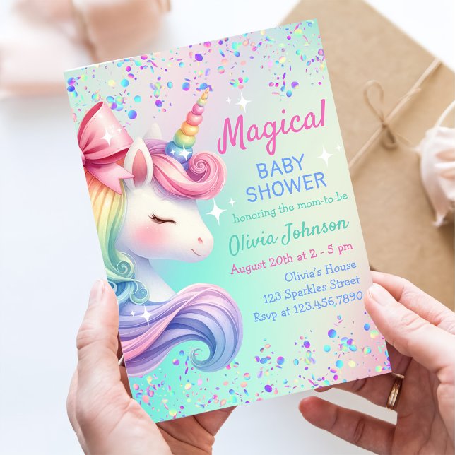 Unicorn Pastel Rainbow Magical Baby Shower Invitation (Creator Uploaded)