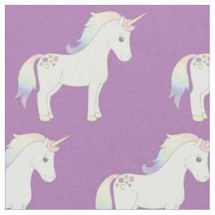 Unicorn Pastel Rainbow Purple Fabric