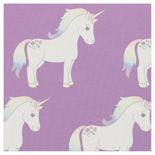 Unicorn Pastel Rainbow Purple Fabric (Close Up)